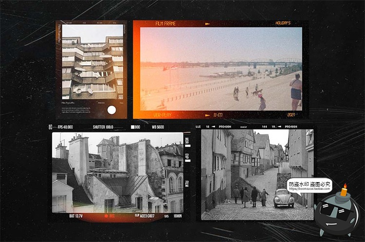 图片[5]-复古怀旧老照片胶卷电影胶片边框滤镜做旧贴图样机PSD模板PS素材-设计猿