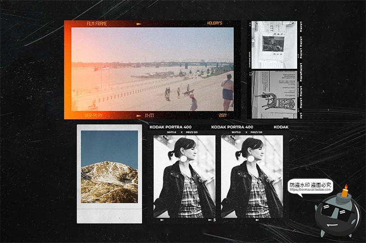 图片[6]-复古怀旧老照片胶卷电影胶片边框滤镜做旧贴图样机PSD模板PS素材-设计猿