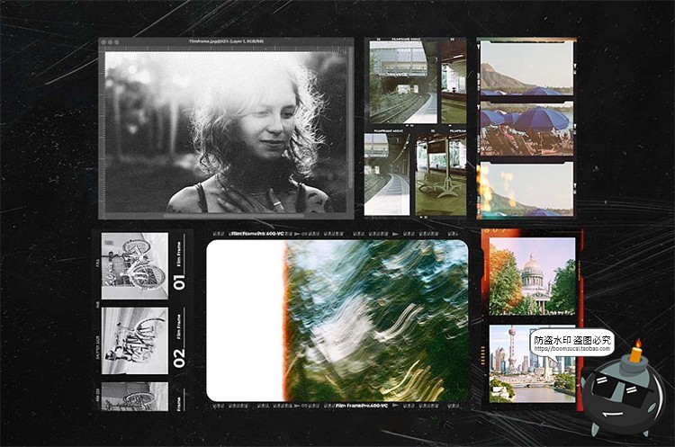 图片[7]-复古怀旧老照片胶卷电影胶片边框滤镜做旧贴图样机PSD模板PS素材-设计猿