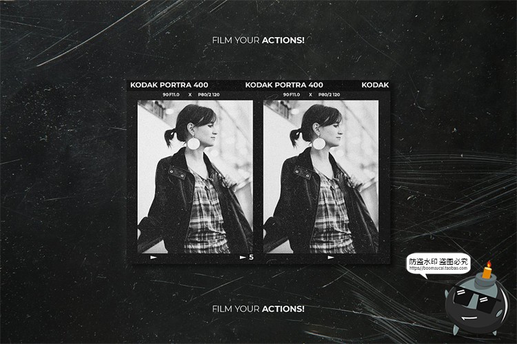 图片[10]-复古怀旧老照片胶卷电影胶片边框滤镜做旧贴图样机PSD模板PS素材-设计猿