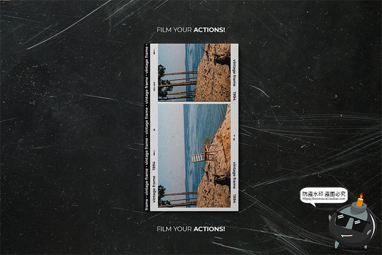 图片[23]-复古怀旧老照片胶卷电影胶片边框滤镜做旧贴图样机PSD模板PS素材-设计猿