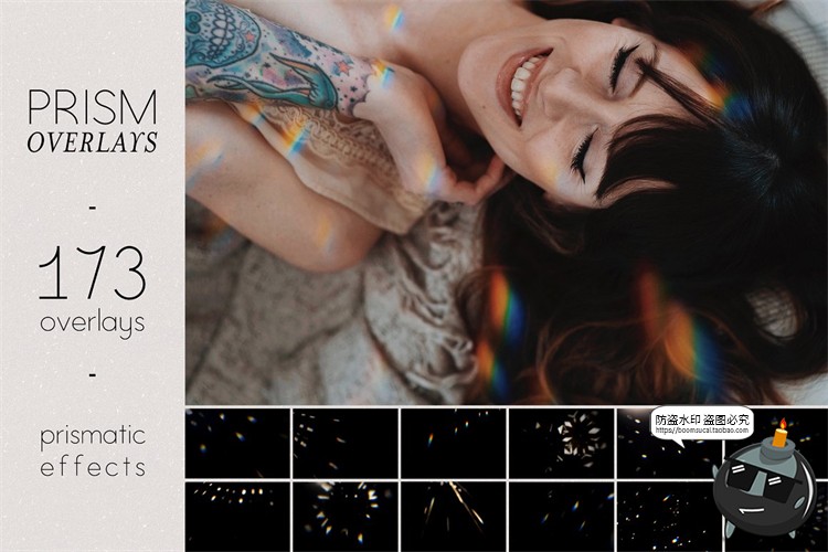 图片[1]-棱镜彩虹光效光斑散射唯美效果摄影后期合成叠加JPG黑底图片素材-设计猿