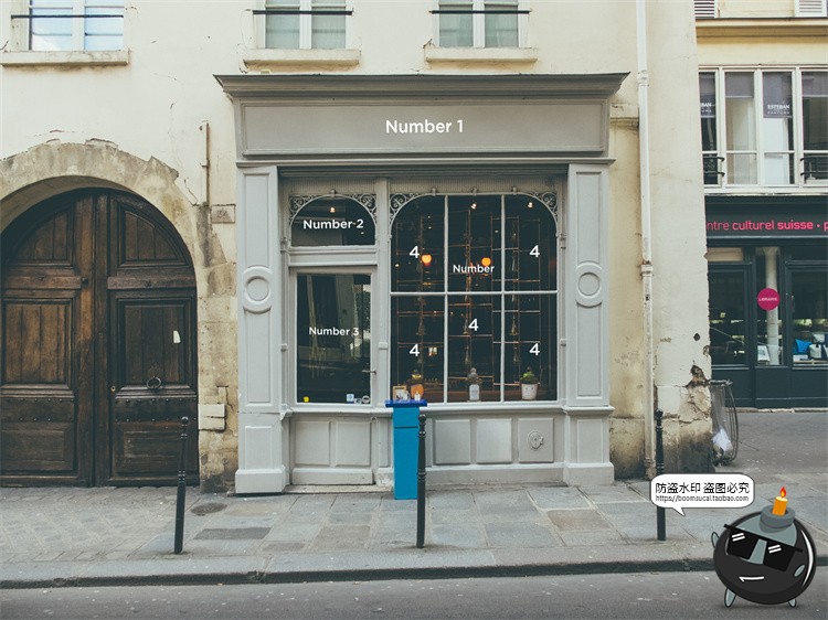 图片[7]-欧式街头复古商业店铺商店招牌玻璃门头门面店招样机PSD模板素材-设计猿