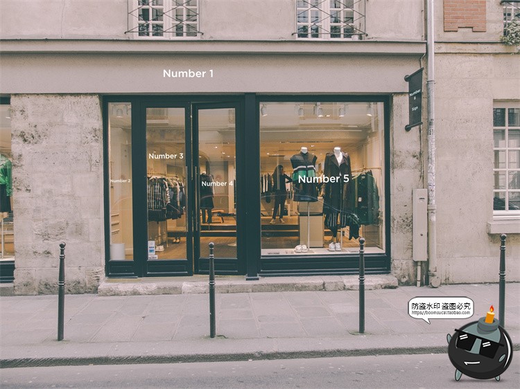 图片[11]-欧式街头复古商业店铺商店招牌玻璃门头门面店招样机PSD模板素材-设计猿