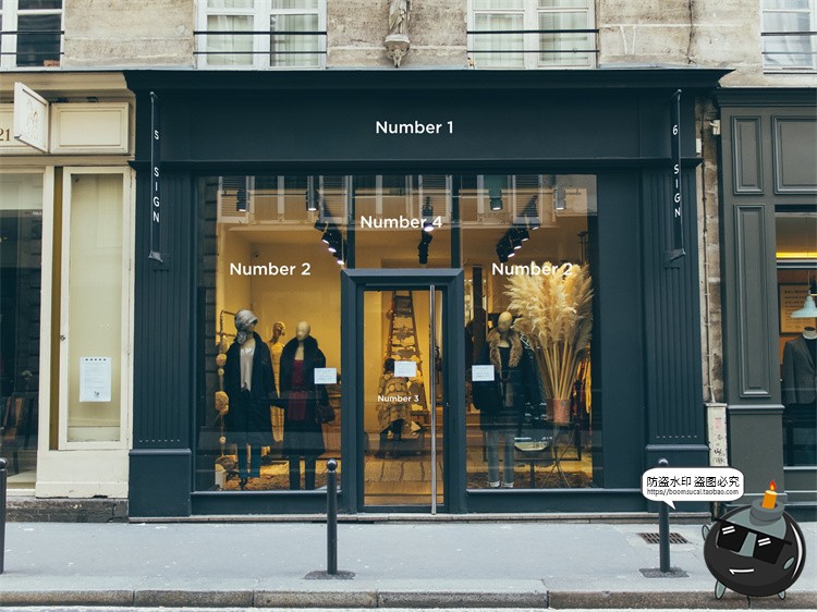 图片[21]-欧式街头复古商业店铺商店招牌玻璃门头门面店招样机PSD模板素材-设计猿