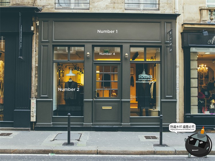 图片[22]-欧式街头复古商业店铺商店招牌玻璃门头门面店招样机PSD模板素材-设计猿