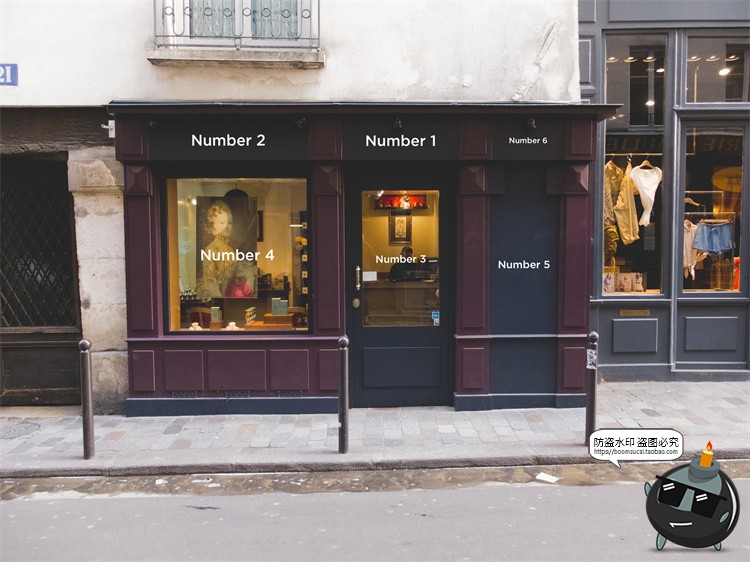 图片[25]-欧式街头复古商业店铺商店招牌玻璃门头门面店招样机PSD模板素材-设计猿