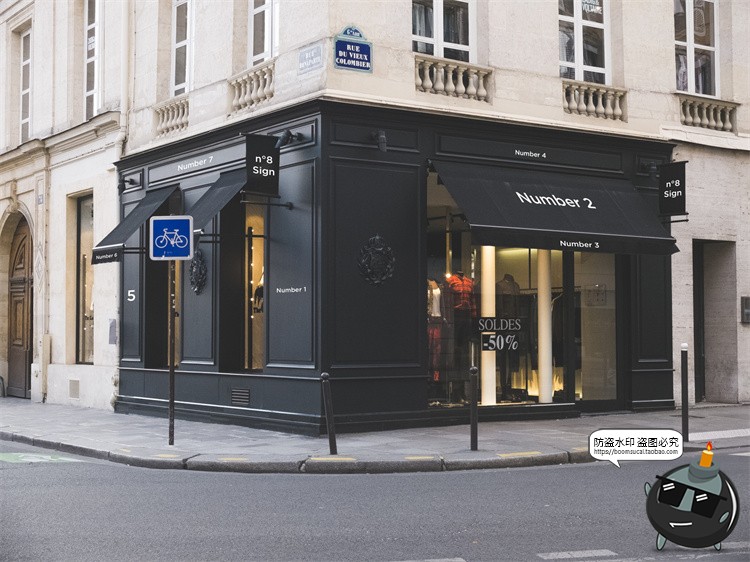 图片[31]-欧式街头复古商业店铺商店招牌玻璃门头门面店招样机PSD模板素材-设计猿