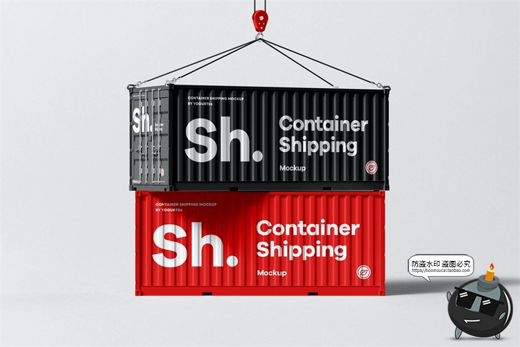 图片[5]-创意集装箱货柜铁柜货箱品牌贴图展示效果图样机PSD模板PS素材-设计猿