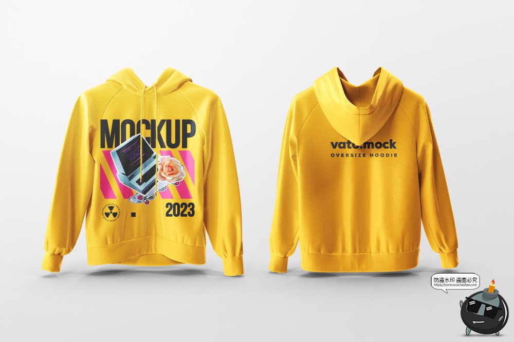 图片[3]-可改色Oversize宽松连帽衫卫衣上衣外套服装贴图展示样机PSD素材-设计猿