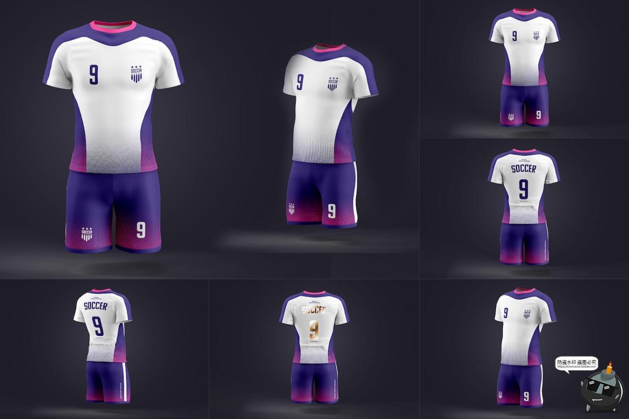图片[1]-运动服足球田径体育运动员团队服装贴图效果展示样机PSD模板素材-设计猿