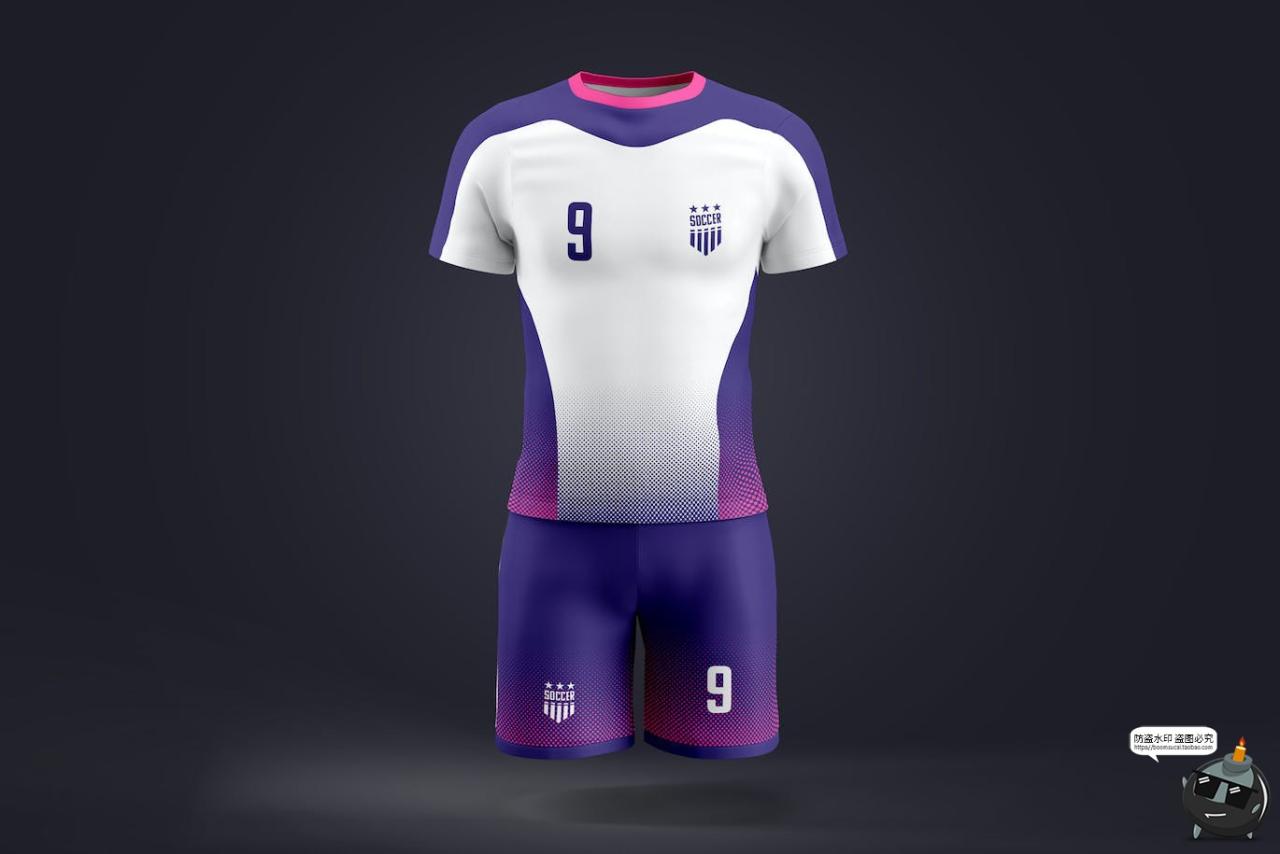 运动服足球田径体育运动员团队服装贴图效果展示样机PSD模板素材-设计猿