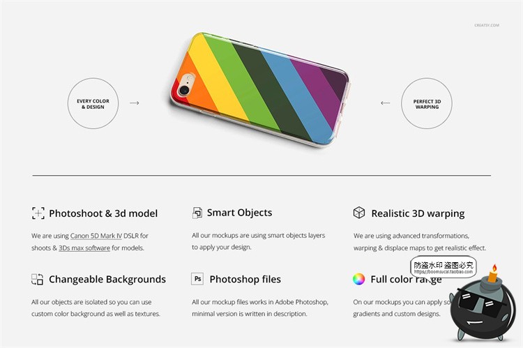 图片[2]-苹果iPhone8透明塑料手机壳外壳保护套图案贴图样机PSD模板PS素-设计猿