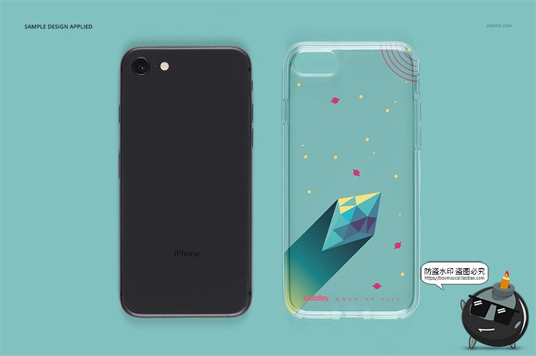 图片[6]-苹果iPhone8透明塑料手机壳外壳保护套图案贴图样机PSD模板PS素-设计猿
