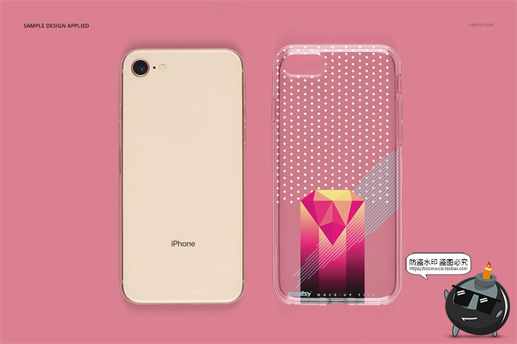 图片[8]-苹果iPhone8透明塑料手机壳外壳保护套图案贴图样机PSD模板PS素-设计猿