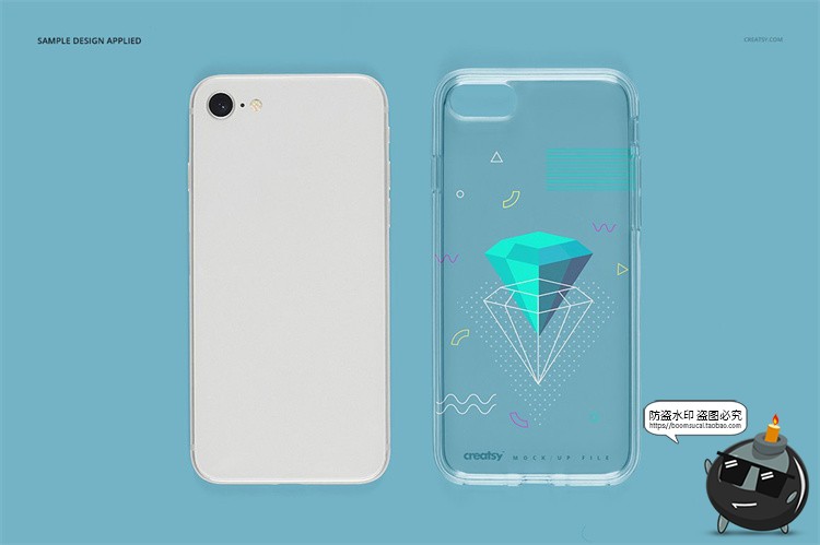 图片[13]-苹果iPhone8透明塑料手机壳外壳保护套图案贴图样机PSD模板PS素-设计猿