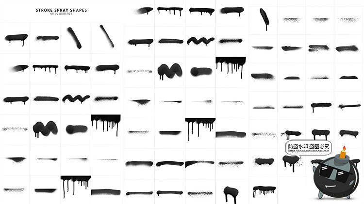 图片[2]-墨迹喷漆喷雾喷洒涂鸦做旧笔画圆点喷绘效果ABR格式PS笔刷素材-设计猿