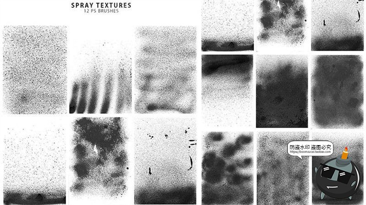 图片[5]-墨迹喷漆喷雾喷洒涂鸦做旧笔画圆点喷绘效果ABR格式PS笔刷素材-设计猿