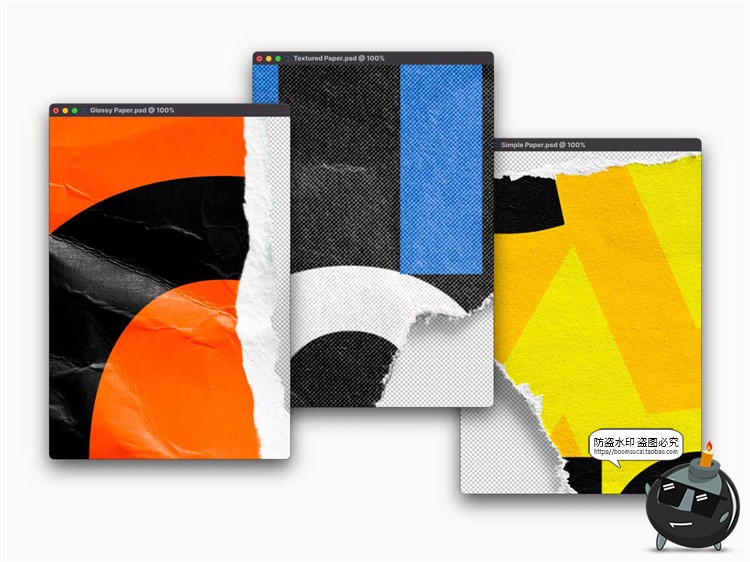 图片[8]-潮流撕裂撕纸破损碎片毛边褶皱做旧不规则纸张海报PSD样机素材-设计猿