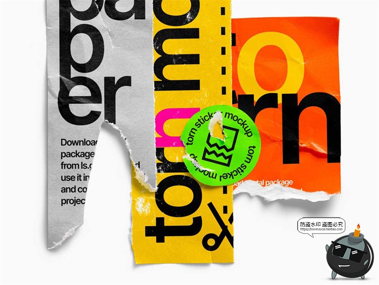 图片[9]-潮流撕裂撕纸破损碎片毛边褶皱做旧不规则纸张海报PSD样机素材-设计猿