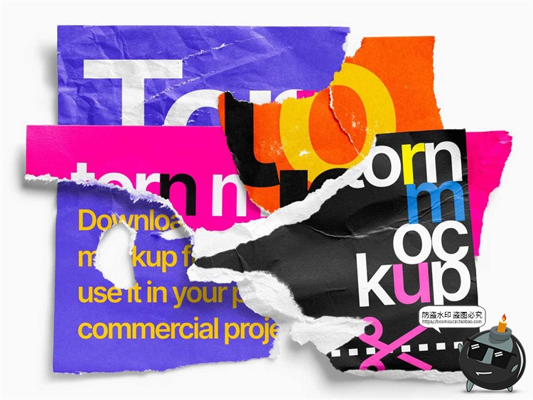 图片[12]-潮流撕裂撕纸破损碎片毛边褶皱做旧不规则纸张海报PSD样机素材-设计猿