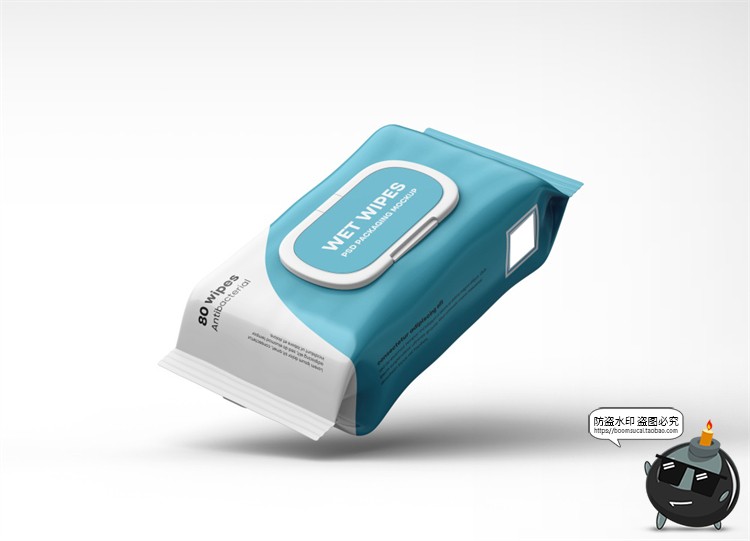 卫生纸巾湿厕湿巾酒精湿纸巾产品包装贴图效果图样机PSD模板素材-设计猿