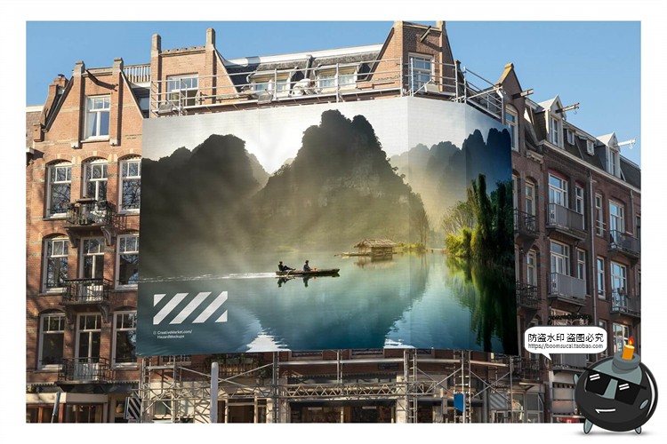 图片[3]-户外大型广告牌楼宇广告布喷绘贴图场景效果展示PSD模板样机素材-设计猿