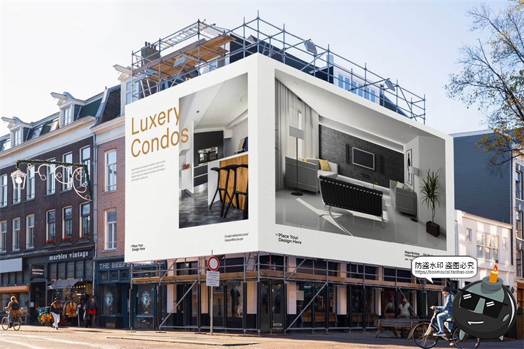 图片[4]-户外大型广告牌楼宇广告布喷绘贴图场景效果展示PSD模板样机素材-设计猿