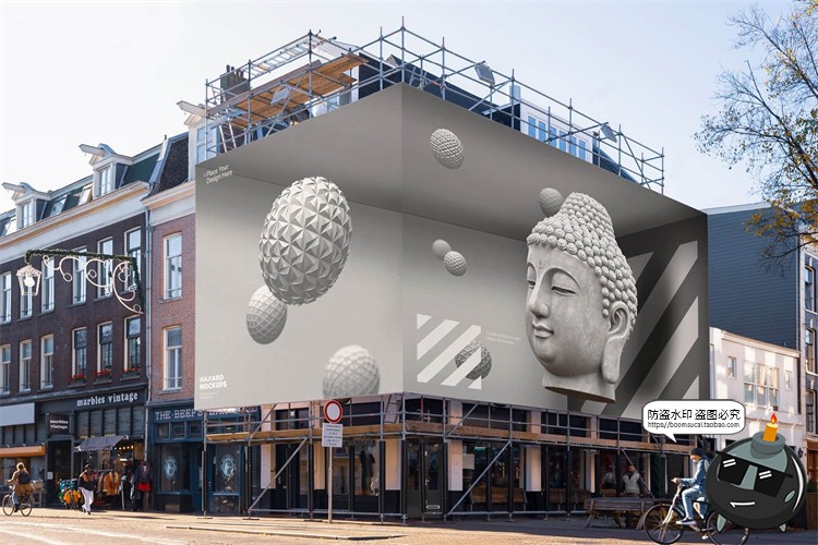 图片[5]-户外大型广告牌楼宇广告布喷绘贴图场景效果展示PSD模板样机素材-设计猿