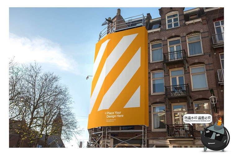 图片[6]-户外大型广告牌楼宇广告布喷绘贴图场景效果展示PSD模板样机素材-设计猿