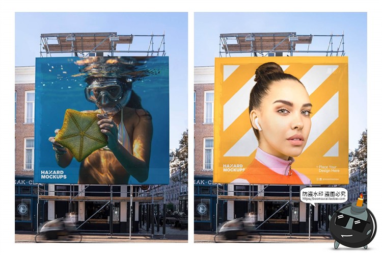 图片[7]-户外大型广告牌楼宇广告布喷绘贴图场景效果展示PSD模板样机素材-设计猿