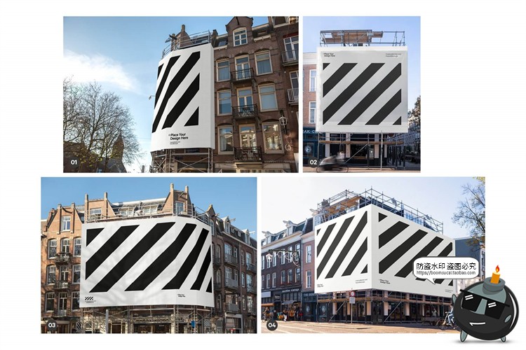 图片[8]-户外大型广告牌楼宇广告布喷绘贴图场景效果展示PSD模板样机素材-设计猿