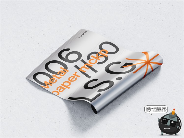 图片[4]-金属质感纸张扭曲单页海报广告作品贴图效果展示PSD模板样机素材-设计猿