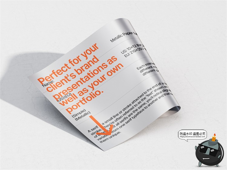 图片[5]-金属质感纸张扭曲单页海报广告作品贴图效果展示PSD模板样机素材-设计猿