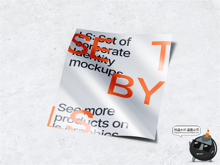 图片[7]-金属质感纸张扭曲单页海报广告作品贴图效果展示PSD模板样机素材-设计猿