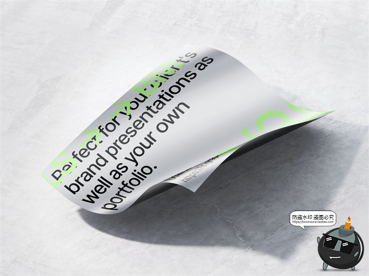 图片[11]-金属质感纸张扭曲单页海报广告作品贴图效果展示PSD模板样机素材-设计猿