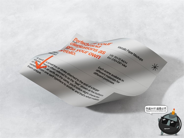 图片[13]-金属质感纸张扭曲单页海报广告作品贴图效果展示PSD模板样机素材-设计猿