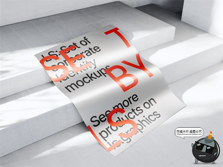 图片[15]-金属质感纸张扭曲单页海报广告作品贴图效果展示PSD模板样机素材-设计猿