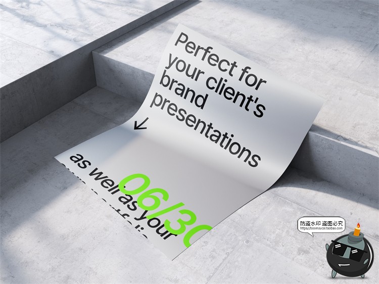 图片[19]-金属质感纸张扭曲单页海报广告作品贴图效果展示PSD模板样机素材-设计猿