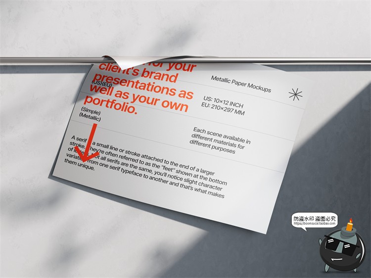 图片[20]-金属质感纸张扭曲单页海报广告作品贴图效果展示PSD模板样机素材-设计猿