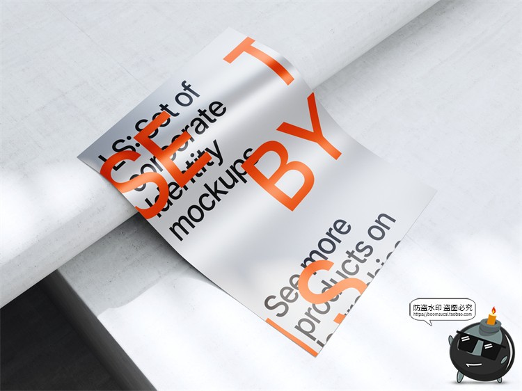 图片[21]-金属质感纸张扭曲单页海报广告作品贴图效果展示PSD模板样机素材-设计猿