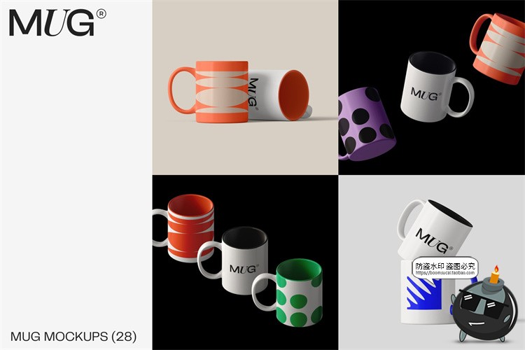 图片[1]-马克杯陶瓷咖啡杯水杯直筒杯智能贴图效果展示样机PSD模板PS素材-设计猿