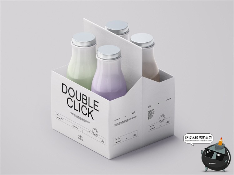 图片[4]-酸奶瓶牛奶果汁饮料一提玻璃瓶铝盖组合包装贴图样机PSD模板素材-设计猿