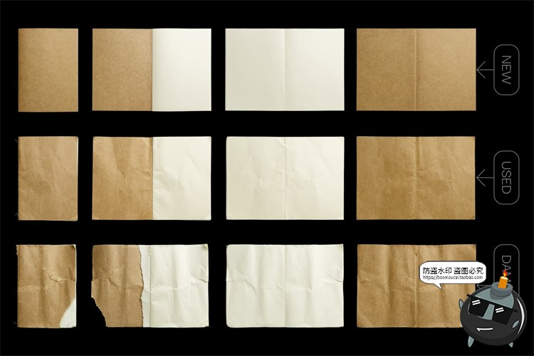 图片[2]-牛皮纸笔记本草稿本复古破损撕裂效果mockups样机PSD模板PS素材-设计猿