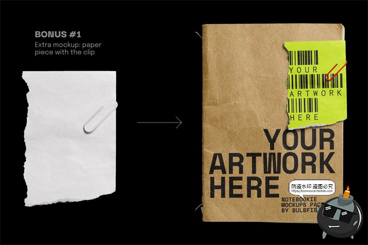 图片[6]-牛皮纸笔记本草稿本复古破损撕裂效果mockups样机PSD模板PS素材-设计猿