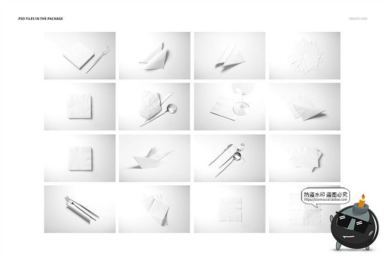 图片[2]-餐巾方巾纸巾手帕纸巾高档餐厅餐具刀mockups样机PSD模板PS素材-设计猿