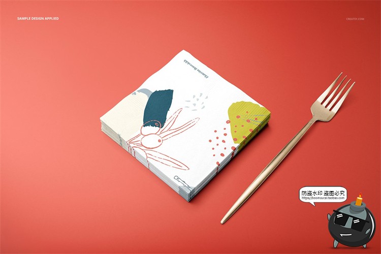 图片[3]-餐巾方巾纸巾手帕纸巾高档餐厅餐具刀mockups样机PSD模板PS素材-设计猿