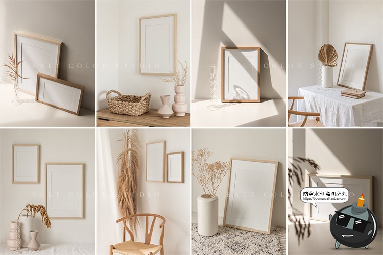 图片[5]-素雅木质相框边框挂画照片框文艺暖色调mockups样机PSD模板PS素材-设计猿