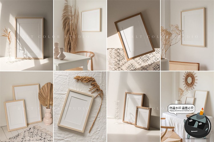 图片[6]-素雅木质相框边框挂画照片框文艺暖色调mockups样机PSD模板PS素材-设计猿