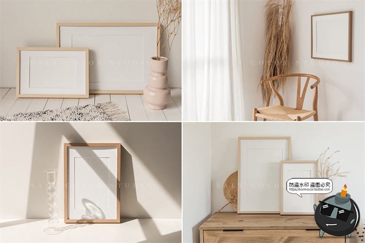 图片[8]-素雅木质相框边框挂画照片框文艺暖色调mockups样机PSD模板PS素材-设计猿